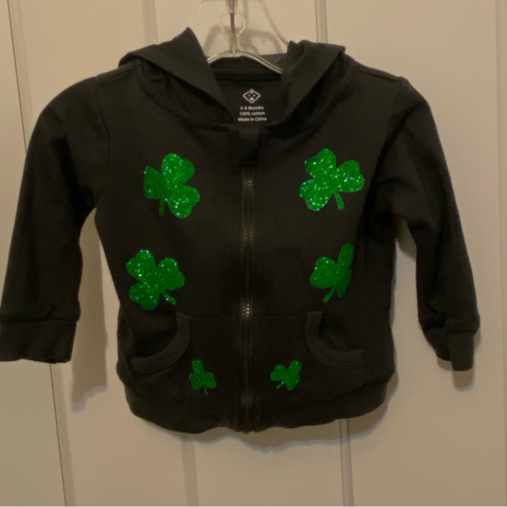 Black Hoodie with Green Shamrocks-Infant